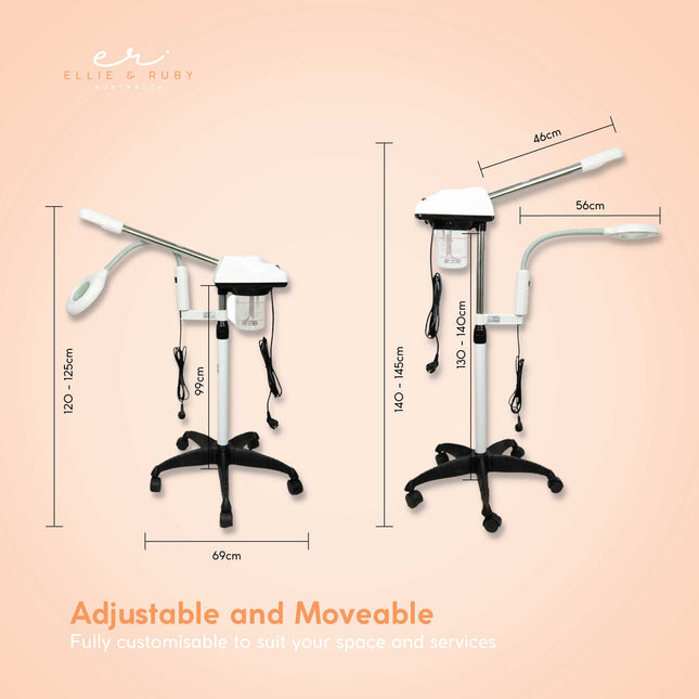 Ellie & Ruby Facial Steamer Magnifying Lamp - 2in1 Professional Beauty Machine