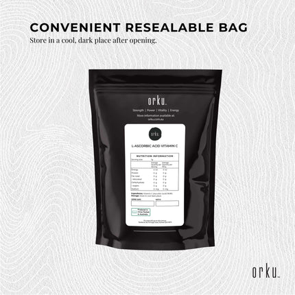 Orku 100g Vitamin C Powder Pure L-Ascorbic Acid - USP Grade Non-GMO