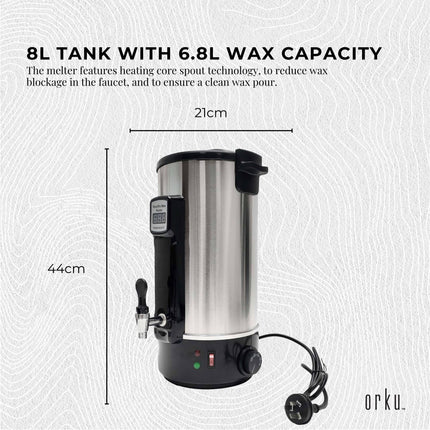 8L Orku Candle Wax Heater With Core Heating Tap - Electric Warmer Melter Pot