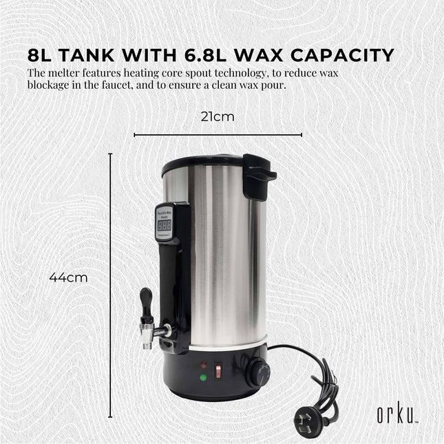 8L Orku Candle Wax Heater With Tap And Accessories - Candle Making Melter Pot