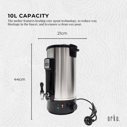 10L Orku Candle Wax Heater With Tap And Accessories - Candle Making Melter Pot