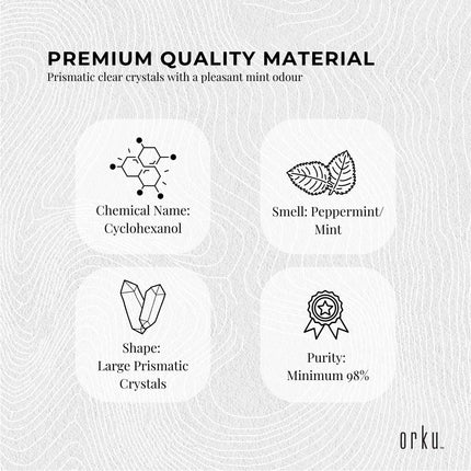 Orku 400g Menthol Crystals - USP Grade L-Menthol Mint Flakes C10H200
