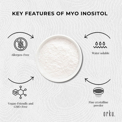Orku 400g Myo Inositol Powder - USP Grade High Purity Unflavoured