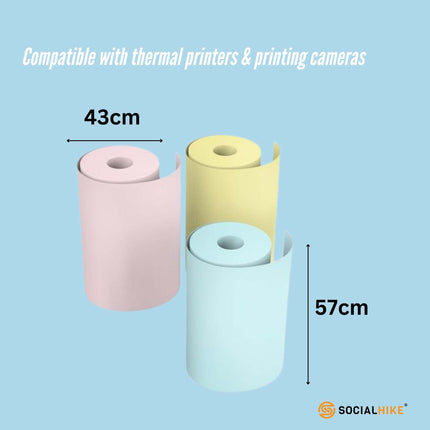 Social Hike 3 Pack Thermal Paper Camera Rolls Colour - Instant Print Refill