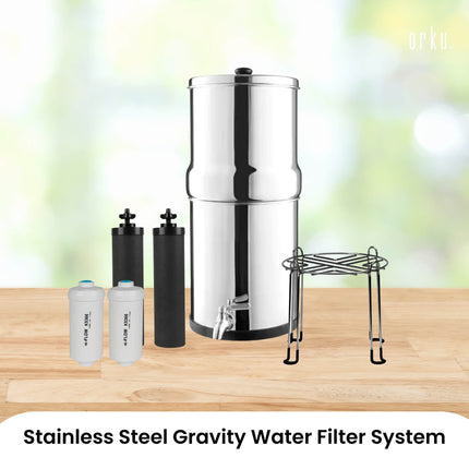 Orku 17L Gravity Benchtop Water Filter System - Stainless Steel