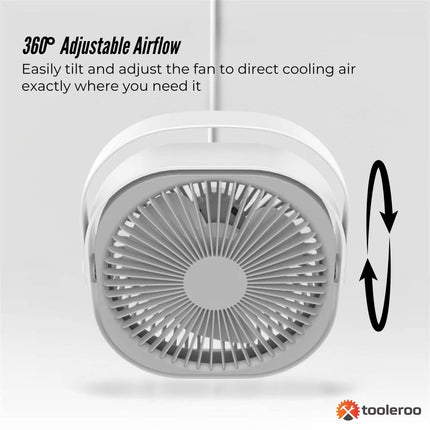 3-Speed USB 20cm Desktop Fan - Quiet Portable Lightweight Rechargeable Cooler