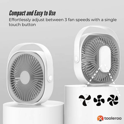 3-Speed USB 20cm Desktop Fan - Quiet Portable Lightweight Rechargeable Cooler