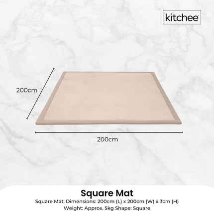 Kitchee Kids Foam Floor Play Mat 200x200cm – Padded Thick Soft Tatami Style Cream