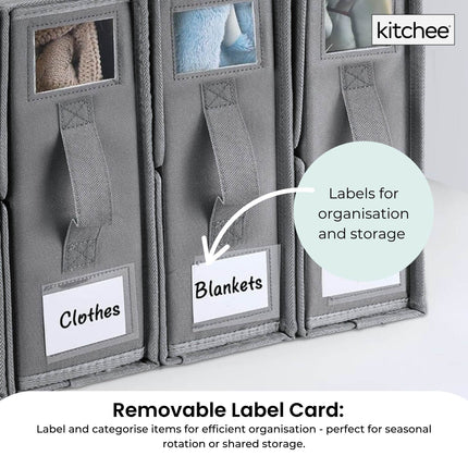 4x Kitchee Foldable Bed Sheet Storage Box – Linen & Closet Organiser Grey
