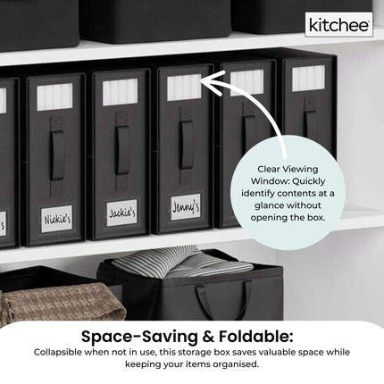 4x Kitchee Foldable Bed Sheet Storage Box – Linen & Closet Organiser Black