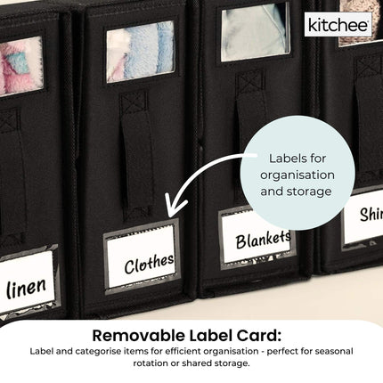 4x Kitchee Foldable Bed Sheet Storage Box – Linen & Closet Organiser Black