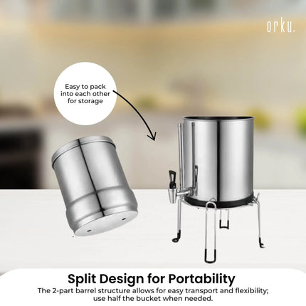 Orku 23L Gravity Benchtop Water Filter System with Gauge - Stainless Steel