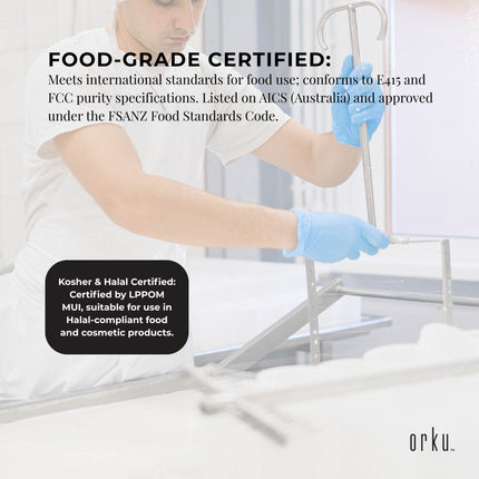 Orku 3Kg Xanthan Gum Thickener Pure Powder 200 Mesh FCC E415 Food Additive TUB