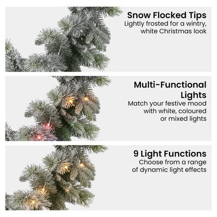 Christabelle 2.7m Christmas Garland Snowy with LED Lights Stamford Spruce Tree Decoration Ornament