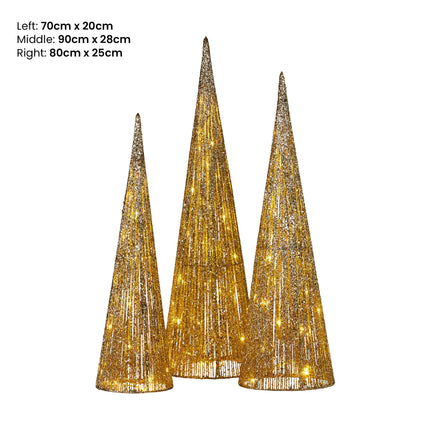 Christabelle 3pc Christmas Tree Indoor Outdoor Display Decoration LED Lights Front Yard Lawn Statue Ornament