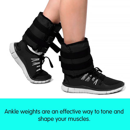 Powertrain Sports Pair 2kg Ankle Weights Home Gym Equipment Wrist Fitness Yoga Training Weights