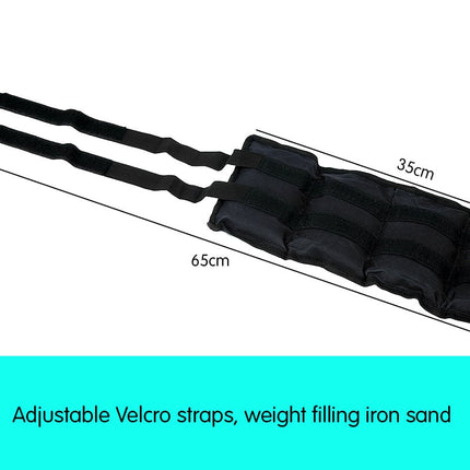 Powertrain Sports Pair 2kg Ankle Weights Home Gym Equipment Wrist Fitness Yoga Training Weights