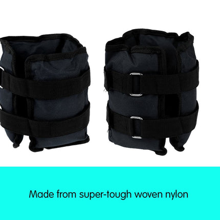 Powertrain Sports Pair 2kg Ankle Weights Home Gym Equipment Wrist Fitness Yoga Training Weights
