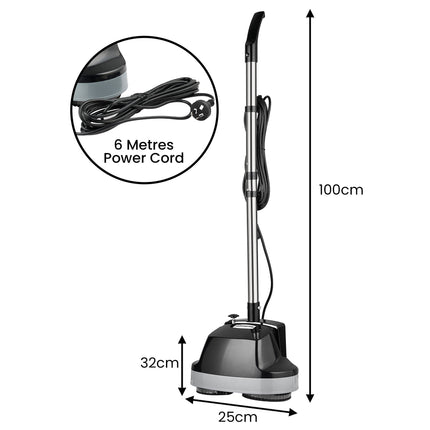 Kartrite Hauskeeper Gen2 5-in-1 Black Electric Floor Polisher Hard Waxer Buffer Scrubber Cleaner 240v With Twin Rotating Brushes 6m Power Cord