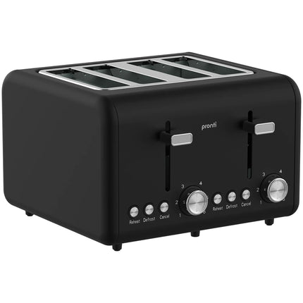 Pronti Silver Noir Collection 4 Slice Toaster and Kettle Bundle