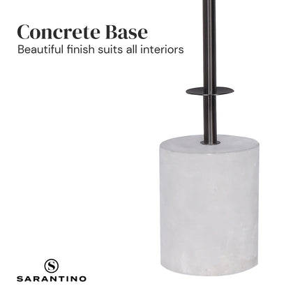 Sarantino Concrete & Metal Table Lamp with Ghost-White Linen Drum Shade