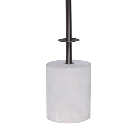Sarantino Concrete & Metal Table Lamp with Ghost-White Linen Drum Shade