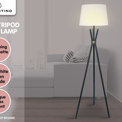 Sarantino Tripod Floor Lamp in Metal and Antique Brass