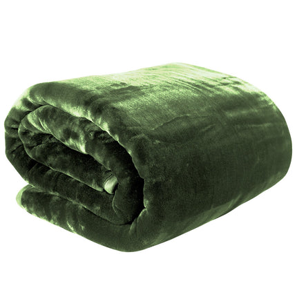 Laura Hill 600gsm Faux Mink Blanket Queen Size Double-sided Throw Rug Large Super Luxurious Soft - Green