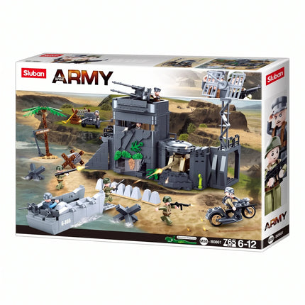 Sluban B0861 Model Kit WWII Atlantic Wall Coastal Bunker Defense Normandy DDay Military Base Outpost Army DIY Set Toy
