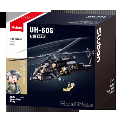 Sluban B1012 Model Kit UH60 Black Hawk Medical Rescue Helicopter US Army MEDEVAC Air Force Military Building Blocks DIY