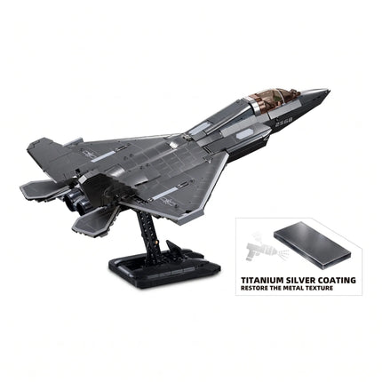 Sluban B1186 Model Kit 1:44 J35 Carrier Fighter Chinese Stealth Jet Plane PLAAF Building Blocks DIY Set Toy