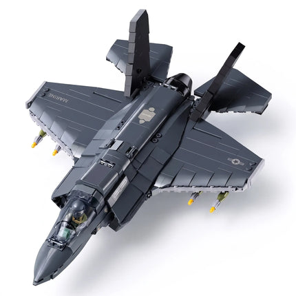 Sluban B1361 Model Kit 1:44 F35 Lightning Stealth Fighter Jet Plane Modern USAF Air Force Building Blocks DIY Set Toy