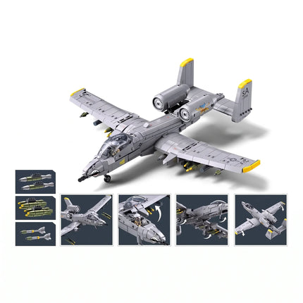 Sluban B1362 Model Kit 1:44 A10 Warthog Thunderbolt Attack Jet Fighter Plane USAF Military Building Blocks DIY Set Toy