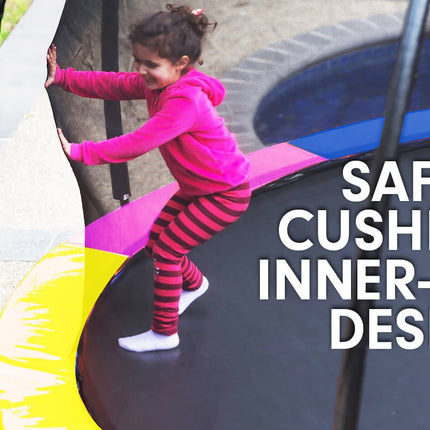 Kahuna 8ft Outdoor Rainbow Trampoline For Kids And Children Suited For Fitness Exercise Gymnastics With Safety Enclosure