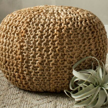 Braided Ottoman Jute Pouffe Footstool Hand Knitted