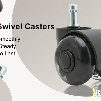 5X 2'' Twin Wheel Office Chair Casters - Slient Smooth, 11x22mm Stem