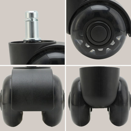 5X 2'' Twin Wheel Office Chair Casters - Slient Smooth, 11x22mm Stem