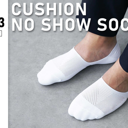 3X Rexy Cushion No Show Ankle Socks Medium Non-Slip Breathable WHITE