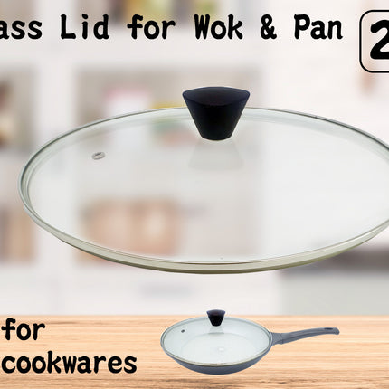 KOMAN Stainless Steel Glass Lid with Bakelite Handle - 26cm