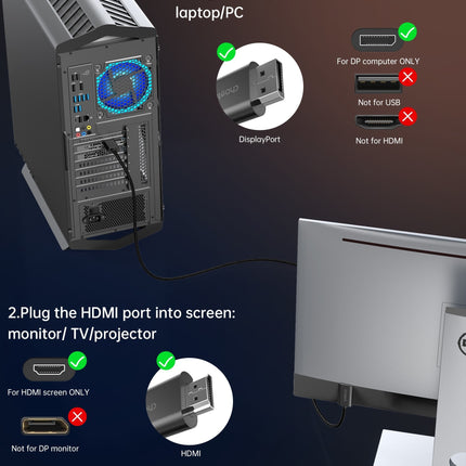 CHOETECH XDH01 4K 60Hz DisplayPort Male to HDMI Male Braided Cable 2M