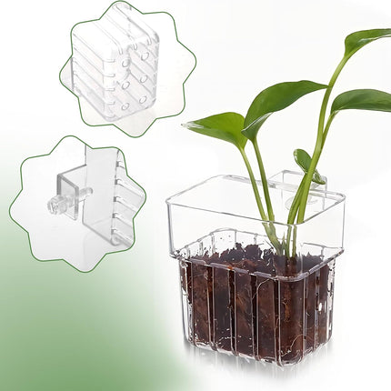 2pc Aquarium Plant Holder Clear Hanging Aquatic Planters with Hooks for Fish Tank Decor