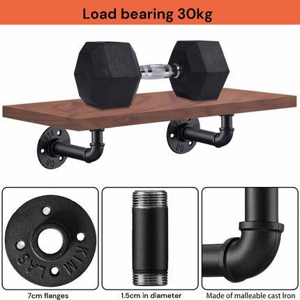 4PCS Pipe Floating Shelf Bracket Industrial Pipe Shelf Bracket Mounting Bracket Storage Racks Decor