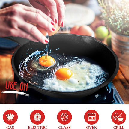 6inch 16cm Cast Iron Skillet Cookware Chef Quality Pre-Seasoned Pan Pans
