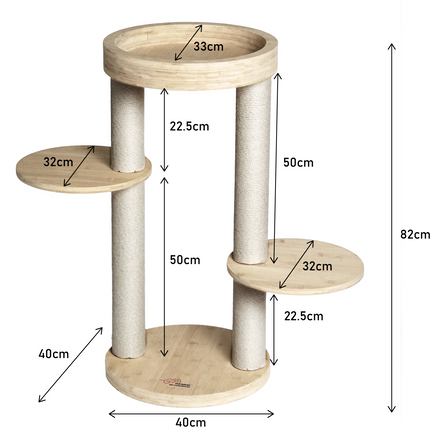 Whisker Wonderland Premium Eco Bamboo Cat Tree Small - Natural Bamboo Structure, Safe & Stable, Multi-Functional Cat Furniture, Climbing & Scratching