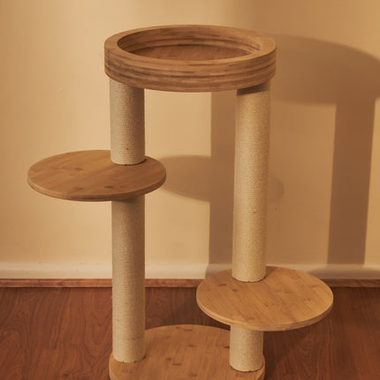 Whisker Wonderland Premium Eco Bamboo Cat Tree Small - Natural Bamboo Structure, Safe & Stable, Multi-Functional Cat Furniture, Climbing & Scratching