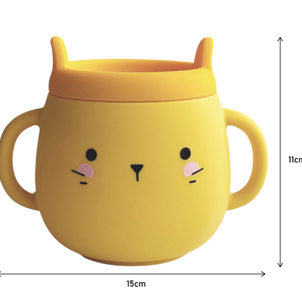 Whisker Wonderland Innovative Hydroponic Cat Grass Growing Mug - Yellow | Soil-Free, Digestion & Hairball Aid, Eco-Friendly Silicone, Reusable
