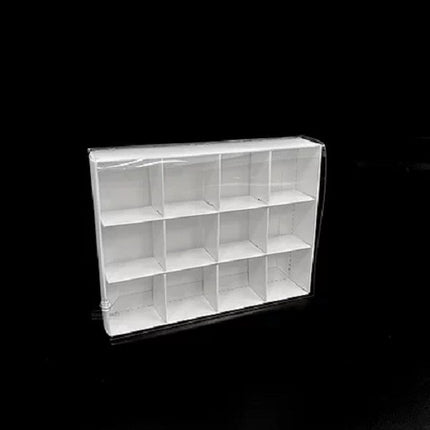 100 Pack of White Card Chocolate Sweet Soap Product Retail Gift Box - 12 bay 4x4x3cm Compartments  - Clear Slide On Lid - 16x12x3cm