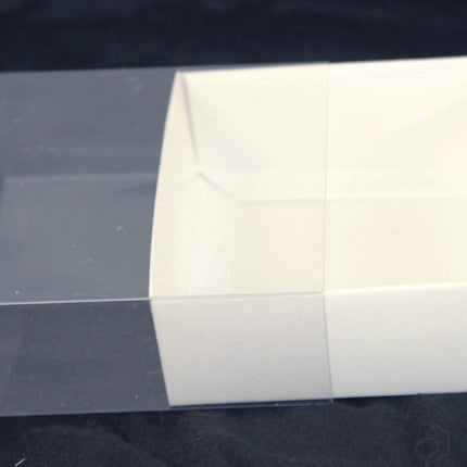 100 Pack of 10cm Square Invitation Coaster Favor Function product Presentation Cookie Biscuit Patisserie Gift Box - 4cm deep - White Card with Clear Slide On PVC Lid
