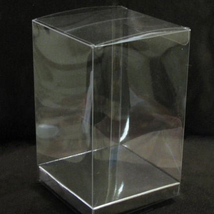 100 Pack of 5x8cm Clear PVC Plastic Folding Packaging Small rectangle/square Boxes for Wedding Jewelry Gift Party Favor Model Candy Chocolate Soap Box