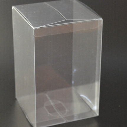 100 Pack of 8x8x10cm Clear PVC Plastic Folding Packaging Small rectangle/square Boxes for Wedding Jewelry Gift Party Favor Model Candy Chocolate Soap Box